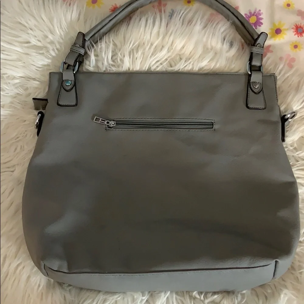 Grey Faux Leather‎ Hobo Tote Shoulder Bag Patchwork